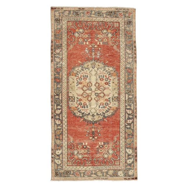 Textile Mid 20th Century Vintage Small Turkish Oushak Rug For Sale - Image 7 of 7