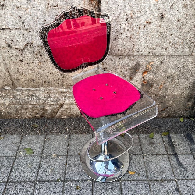 Plastic Neo-Baroque Stool in Acrylic Glass from Acrila, France, 2000s For Sale - Image 7 of 18