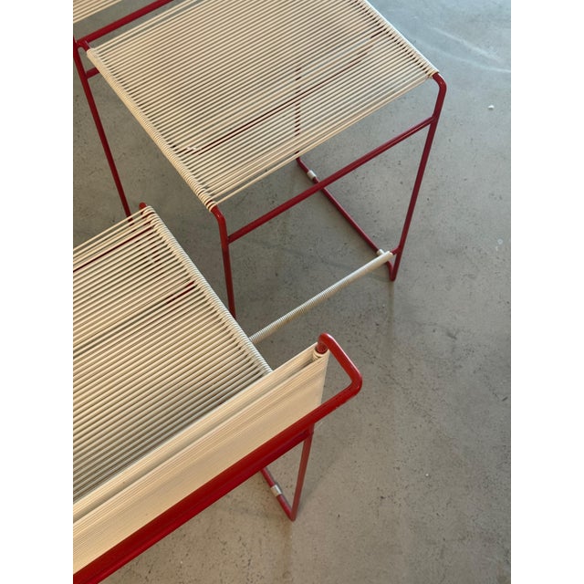 Metal Vintage Red Bar Stools by Giandomenico Belotti for Fly Line, 1970s, Set of 4 For Sale - Image 7 of 11