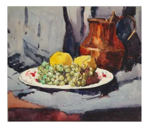 Mid 20th Century French Still Life with Fruit Painting