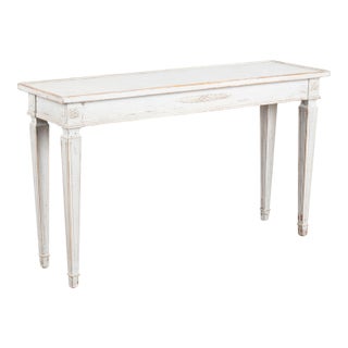 Early 20th Century Swedish White Gustavian Style Console Table For Sale