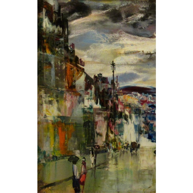 Marc Selva Rue De Paris Sous La Pluie Ii C. 1970 Painting For Sale - Image 4 of 7