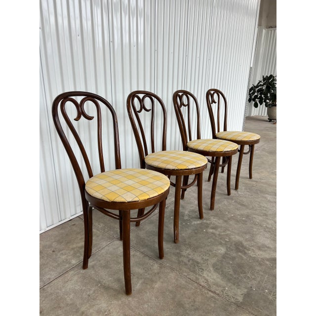 Mid-Century Modern Mid 20th Century Bentwood Cafe Chairs, Wooden, Vintage - Set of 4 For Sale - Image 3 of 12
