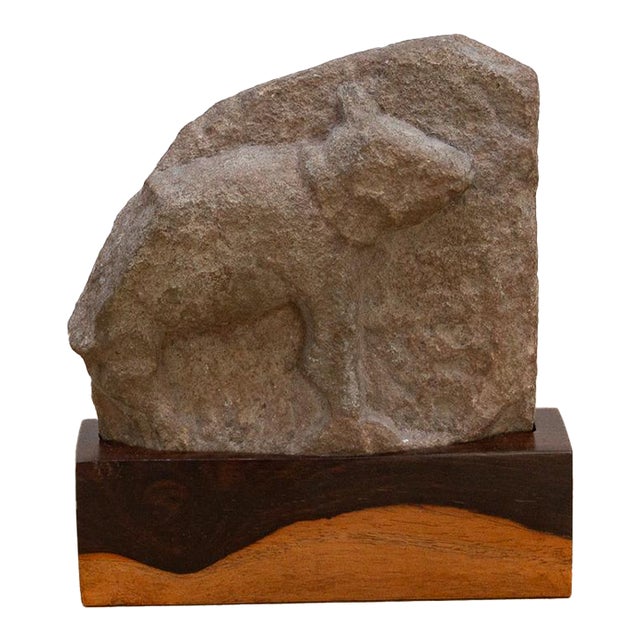 The Sacred Bull, Antique Indian Stone Sculpture For Sale