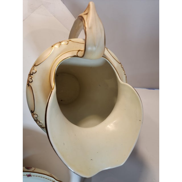 American F. Winkle & Co. Hand Painted Antique Bowl and Pitcher For Sale - Image 3 of 9