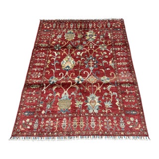 Hand-Knotted Afghan Chobi Ziegler Sultanabad Rug - 6'5" X 5'0" For Sale