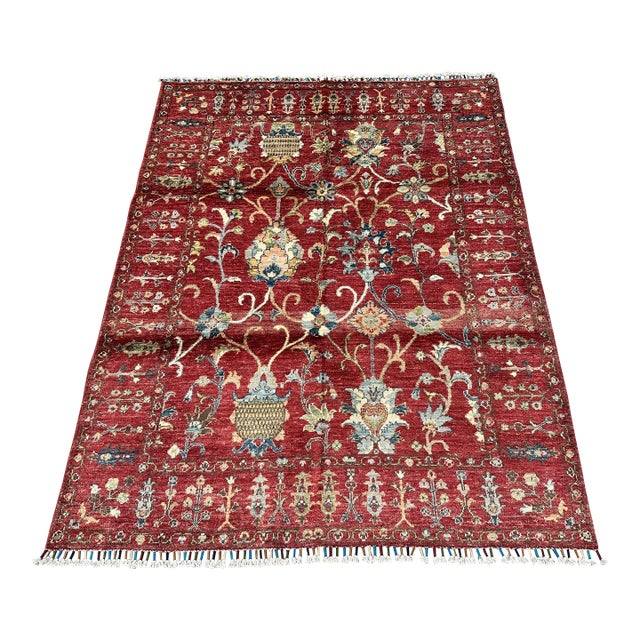 Hand-Knotted Afghan Chobi Ziegler Sultanabad Rug - 6'5" X 5'0" For Sale