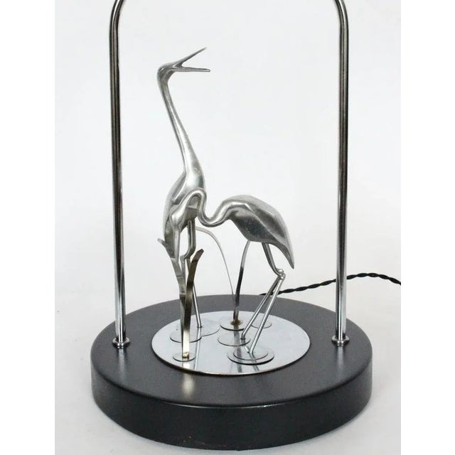 Metal Curtis Jere Style "Herons" Chrome & Cast Aluminum Table Lamp, circa 1980 For Sale - Image 7 of 13