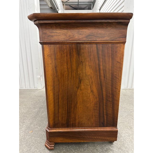 19th Century 19th Century French Louis Philippe Walnut Commode With Marble Top and Pulls For Sale - Image 5 of 12