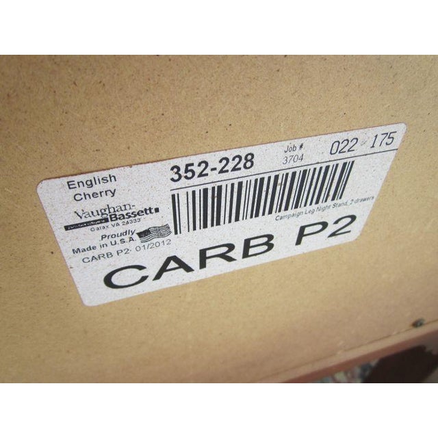 1980s Nightstand 2 Drawer Handle on Sides Solid Cherry Vaughan -Bassett Set of 2 For Sale - Image 10 of 10