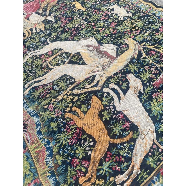 French Aubusson Style Needlepoint Tapestry with Medieval Design, 1970s For Sale - Image 17 of 18