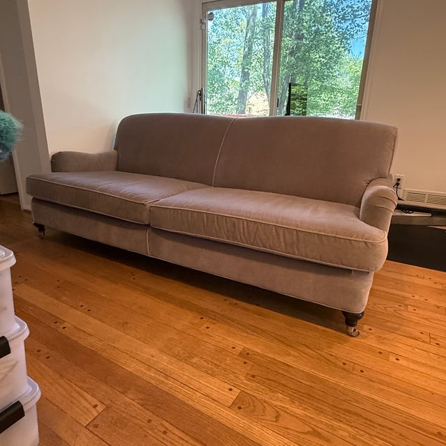 MGBW Velvet Sofa -88” A modern take on the quintessential English-arm classic, featuring a subtle sweetheart back,...