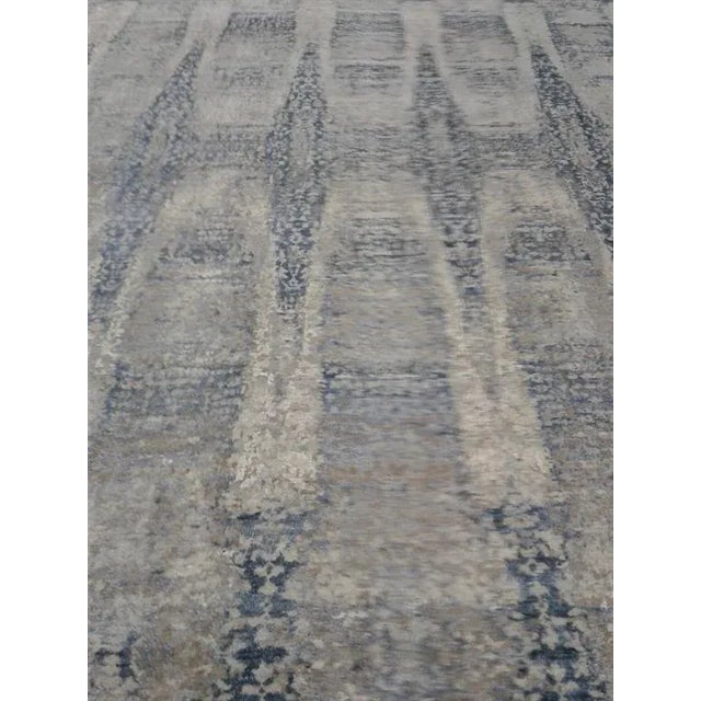 Contemporary Hand-Knotted Bamboo Silk & Wool Modern Rug - 10′ × 14′ For Sale - Image 3 of 4