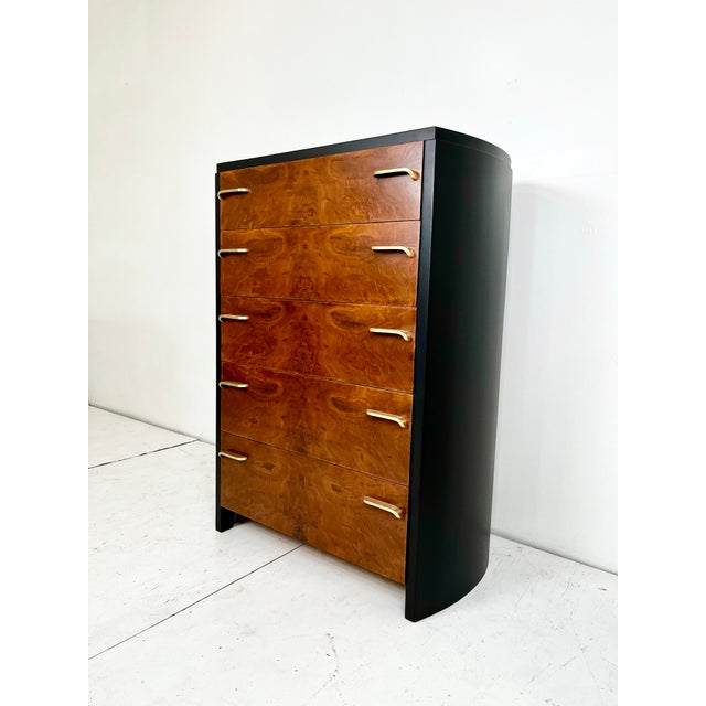 Art Deco Vintage Widdicomb Deco Burl Chest of Drawers For Sale - Image 3 of 12