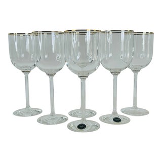 Vintage Lenox Gold Rim McKinley Glass Wine Stems - Set of 6 For Sale