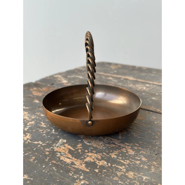 Metal Vintage Modernist Sculptural Hand Wrought Copper Vessel With Handle by Frank Rebajes, Circa 1940s-50s For Sale - Image 7 of 11
