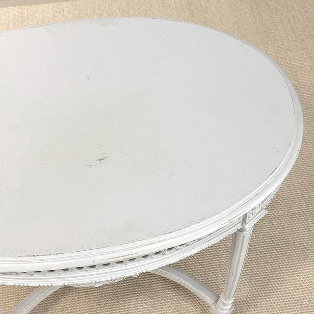 Antique French Louis XVI Painted Oval Center Table ~ End Table For Sale - Image 18 of 18