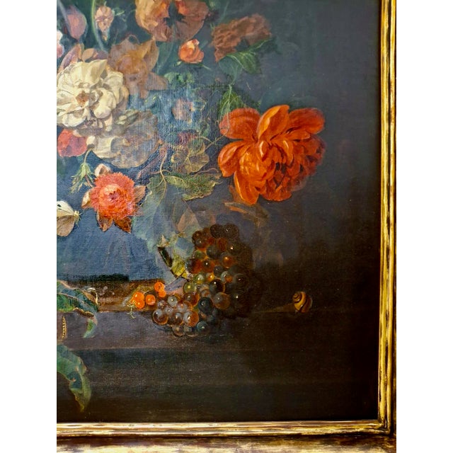 Mid 19th Century Attributed to Josef Lauer, Still Life With Roses, Tulips, Apples and Butterflies For Sale - Image 5 of 8