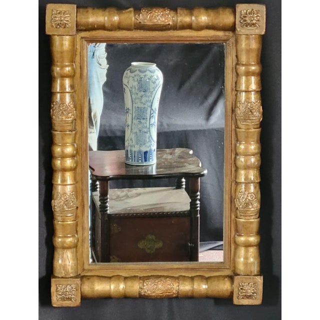 Antique 19th Century American Federal Gilded Wall Mirror Gold Wood Small Mirror For Sale - Image 4 of 12
