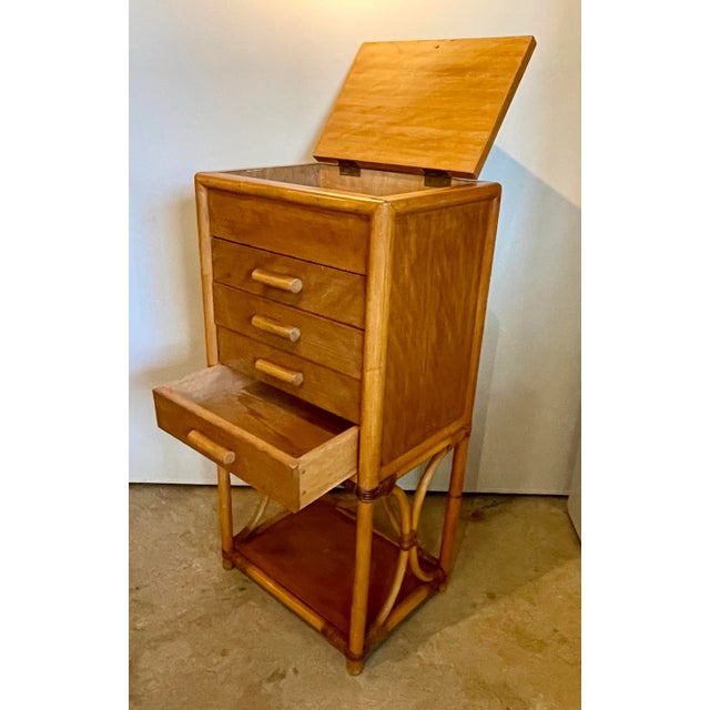 4 Drawer 1950s Rattan Bamboo Cabinet For Sale - Image 9 of 12