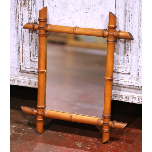 Bring subtle charm and texture to a wall with this antique French faux bamboo mirror, crafted circa 1900. The rectangular...