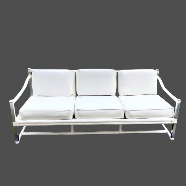 1970s 1970s Unique Mid Century Rattan/ Bamboo and Metal 3 Seat Sofa For Sale - Image 5 of 5