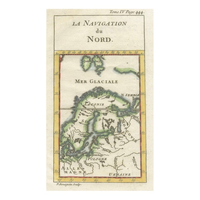 Antique Miniature Map of Scandinavia & the Baltic Sea, Northern Navigation, 1732 For Sale