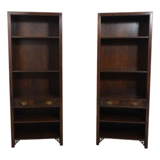 Pair of Knob Creek Walnut Finish Mahogany Bookcases For Sale