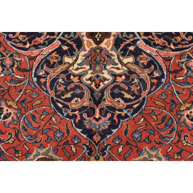 Sarouk Rug 9’10” X 13’2” Red Wool Vintage Traditional Hand-Knotted Carpet For Sale - Image 10 of 15