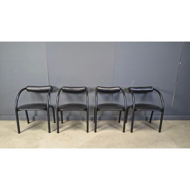 Black Vintage Dining Chairs, 1980s, Set of 4 For Sale - Image 8 of 13