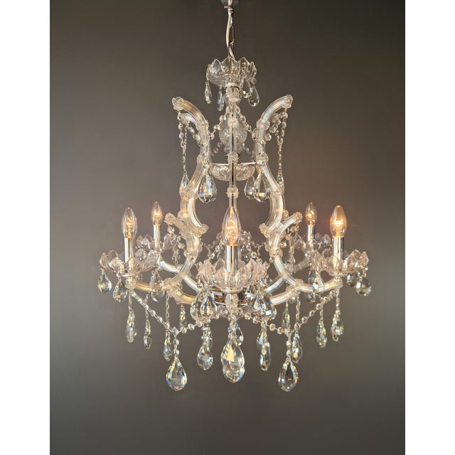 Glass Luxury Maria Theresa Style Crystal Chandelier Chrome Silver European Lighting For Sale - Image 7 of 12