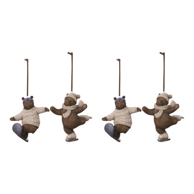 Kenneth Ludwig Chicago Skate and Snowboard Bear Ornament (Set of 4) For Sale - Image 4 of 4