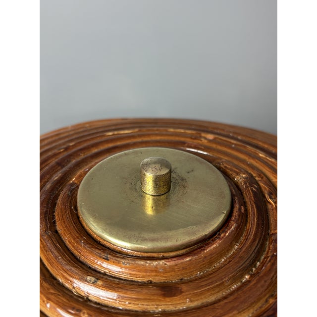 Mid-Century Italian Pencil Reed Rattan Bamboo and Brass Table Lamp, 1960s For Sale - Image 15 of 18