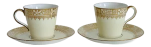 Vintage 1920s Jones McDuffee & Stratton Demitasse Cup & Saucers, a Pair