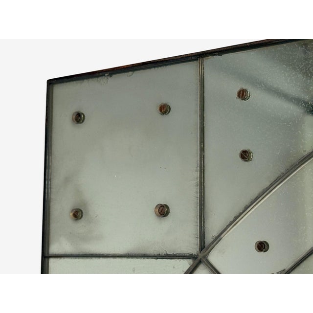 Silver Art Deco Style, Antique Glass, Painted Wood, Square Venetian Wall Mirror For Sale - Image 8 of 10