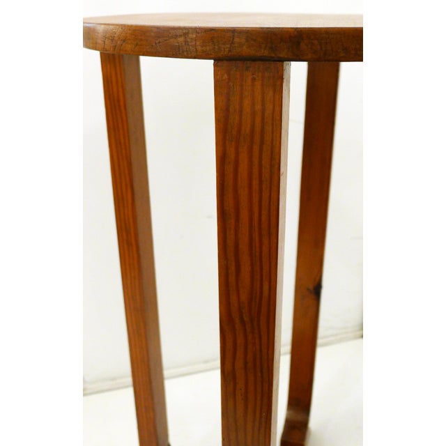 Brown Art Deco Wooden Pedestal Table with Round Top, 1930s For Sale - Image 8 of 17