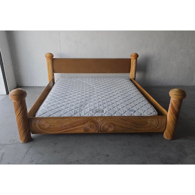 Coastal Reeded Bamboo Wicker Rattan Bed - King Size For Sale In Las Vegas - Image 6 of 11