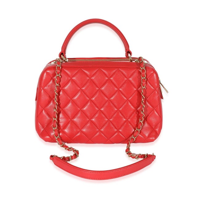 Traditional Red Striped Patent Mini Rectangular Classic Flap Bag For Sale - Image 3 of 8