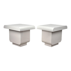 Vintage Postmodern White Lacquered End Tables - A Pair