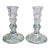 Pair of Antique Bohemian Art Nouveau Iridescent Glass Candlesticks With Gold Enamel Scrollwork For Sale