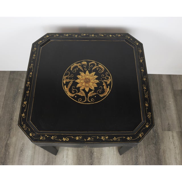 Vintage Hand Painted Gold Chinoiseries Square Side Table For Sale In New York - Image 6 of 7