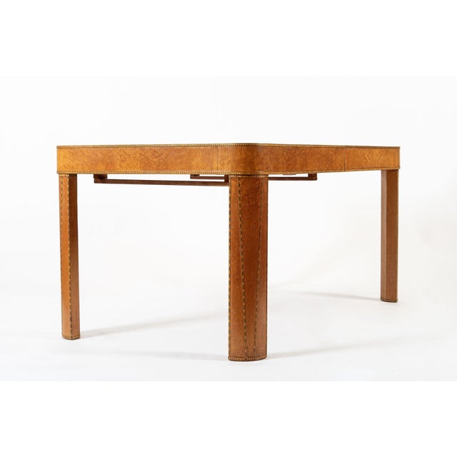 Antique Art Deco Macassar Ebony Wood Dining Table With Glass Top, 1940s For Sale - Image 13 of 15