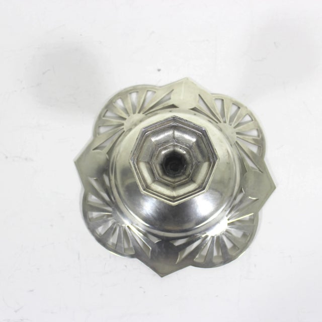 Metal Vintage Art Deco Silverplate Pedestal Dish, Small Footed Pierced Tray For Sale - Image 7 of 9