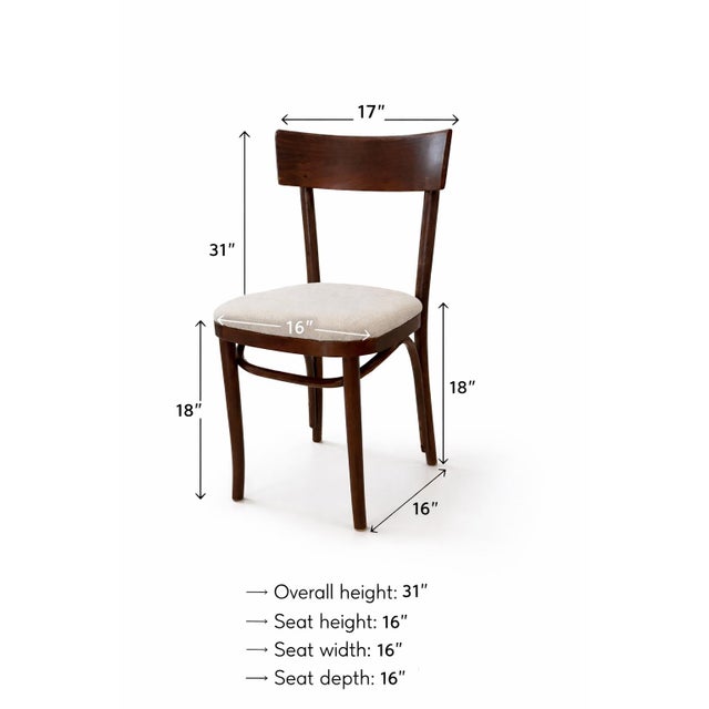 Mid-Century Modern Late 20th Century Set of Six Mid-Century Modern Solid Wood Dining Chairs With New Neutral Upholstery For Sale - Image 3 of 7