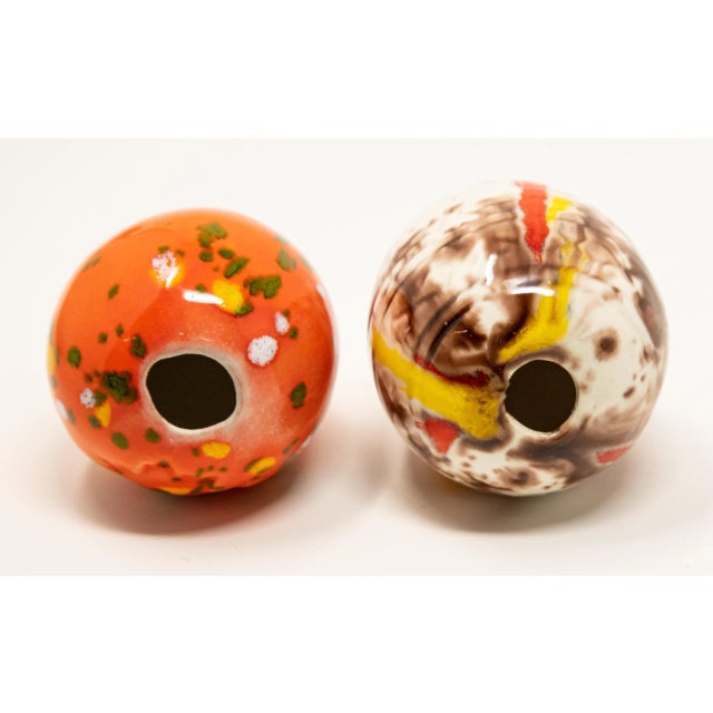 Orange Mid 20th Century Ceramic Glazed Eggs- Set of 2 For Sale - Image 8 of 10