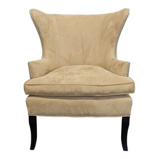 Williams Sonoma Home Tan Lounge Chair With Nailhead Trim For Sale
