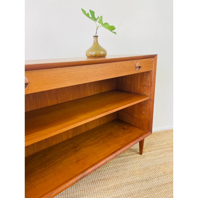 Vintage 1960s Danish Modern Teak Mini Credenza Cabinet With Bookshelf For Sale - Image 13 of 16