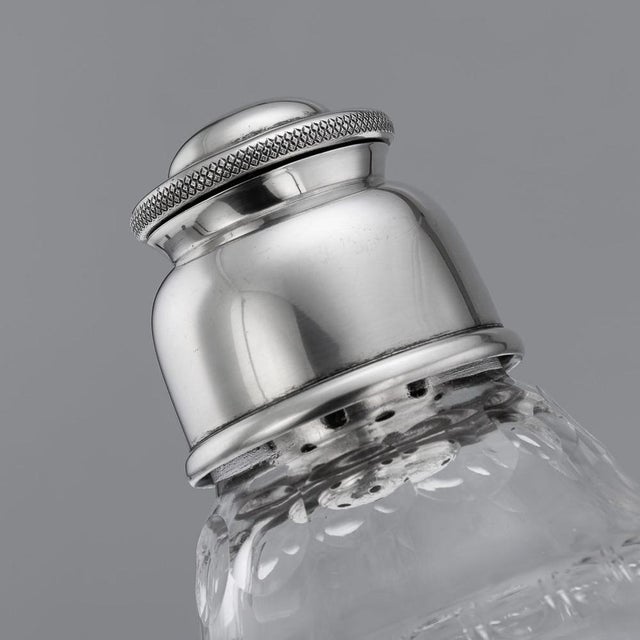 Metal 20th Century English Silver & Cut Glass Cocktail Shaker from Mappin & Webb, 1949 For Sale - Image 7 of 16