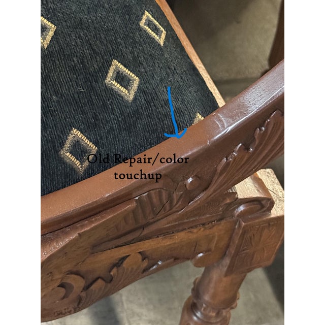 Brown Pair Vintage Continental Figural Carved Armchairs For Sale - Image 8 of 18