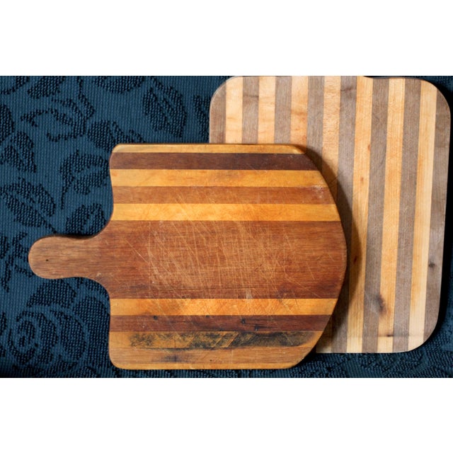 1950s Striped Rustic Cutting Board With Handle For Sale - Image 5 of 9